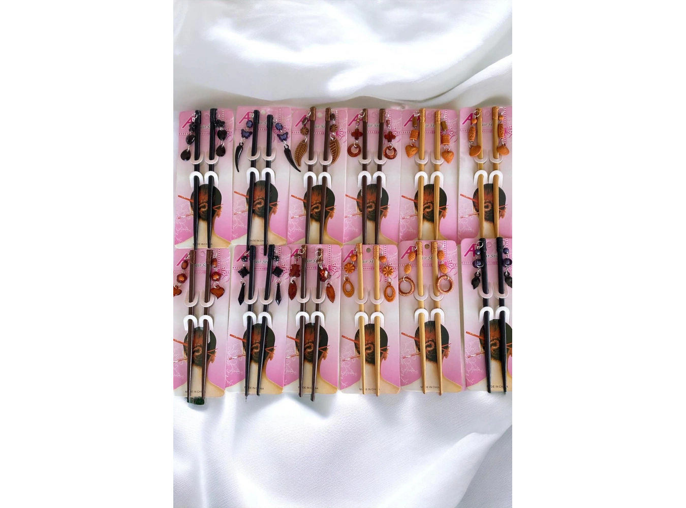 12li Karışık Renk Taş Detaylı Topuz Kalemi/ Tokası