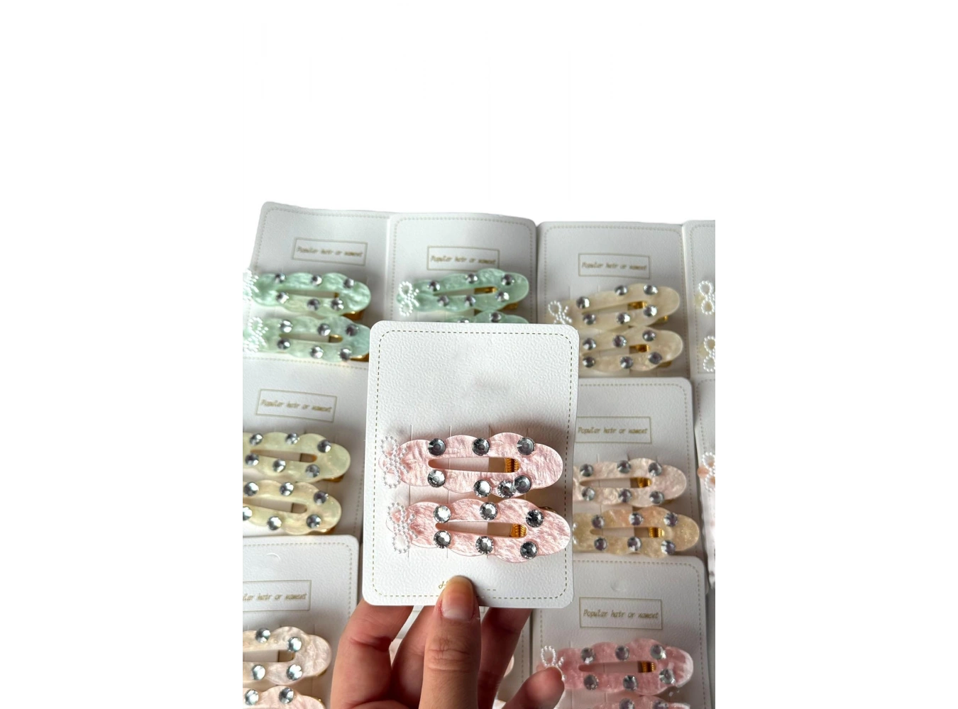 12li Karışık Renk Taş Detaylı Yan Toka Set