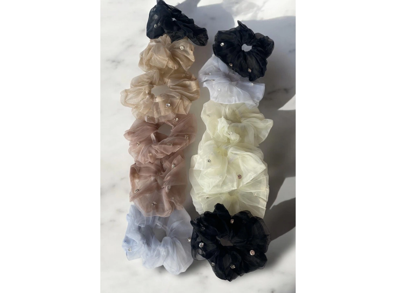 12li Karışık Renk Taş Ve Tül Detaylı Simit Toka Set