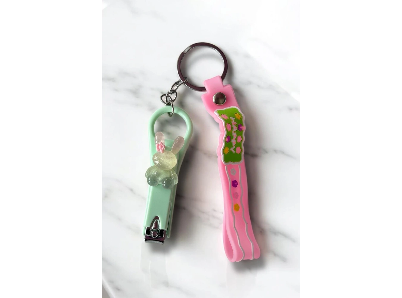 12li Karışık Renk Tavşan Figürlü Tırnak Makası/Anahtarlık Set