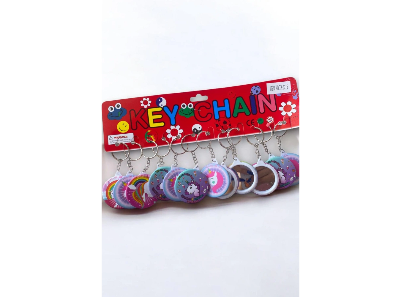 12li Karışık Renk Unicorn Figürlü Ayna Detaylı Anahtarlık Set