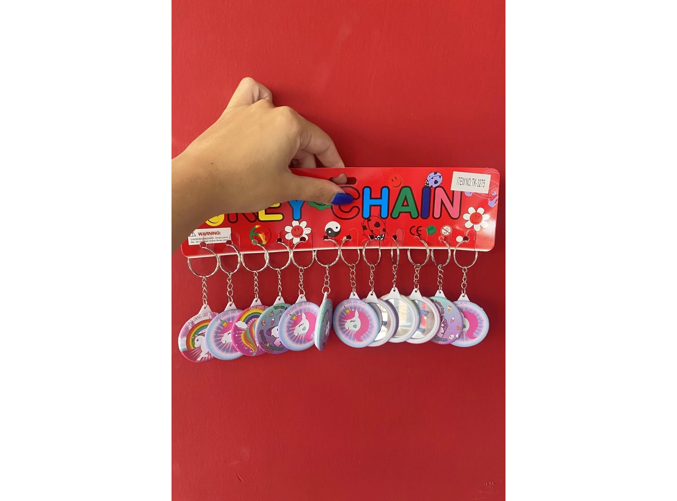 12li Karışık Renk Unicorn Figürlü Ayna Detaylı Anahtarlık Set