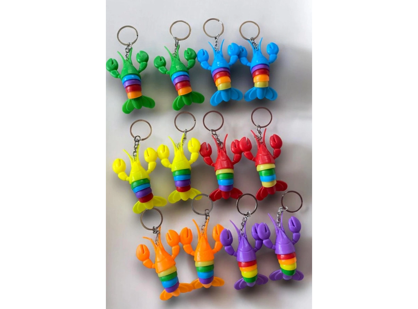 12li Karışık Renk Yengeç Figürlü Anahtarlık Set