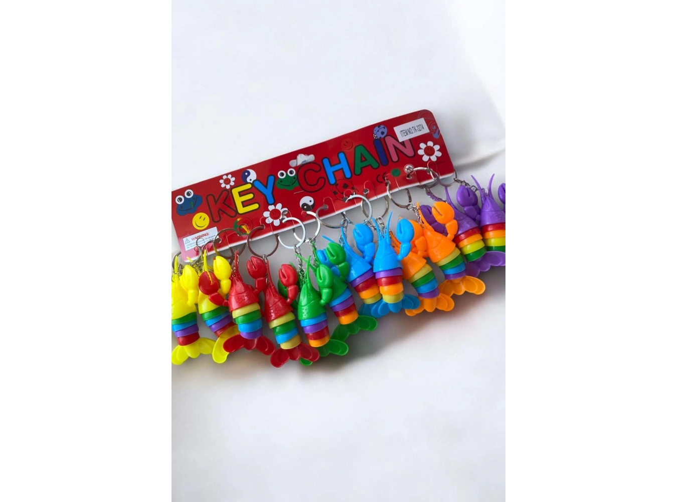 12li Karışık Renk Yengeç Figürlü Anahtarlık Set