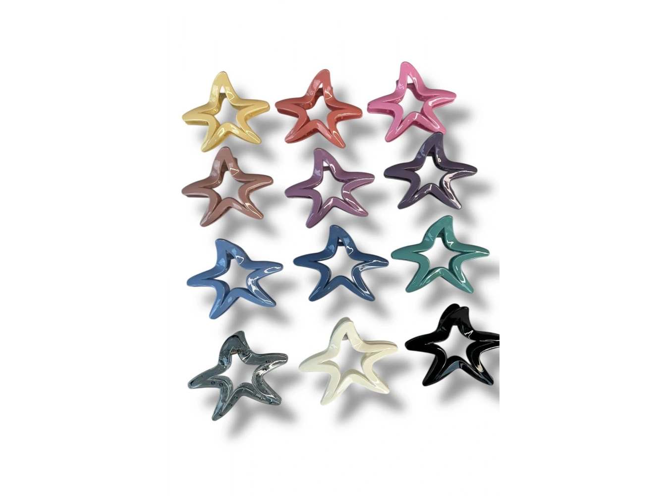 12li Karışık Renk Yıldız Figürlü Mandal Toka Set