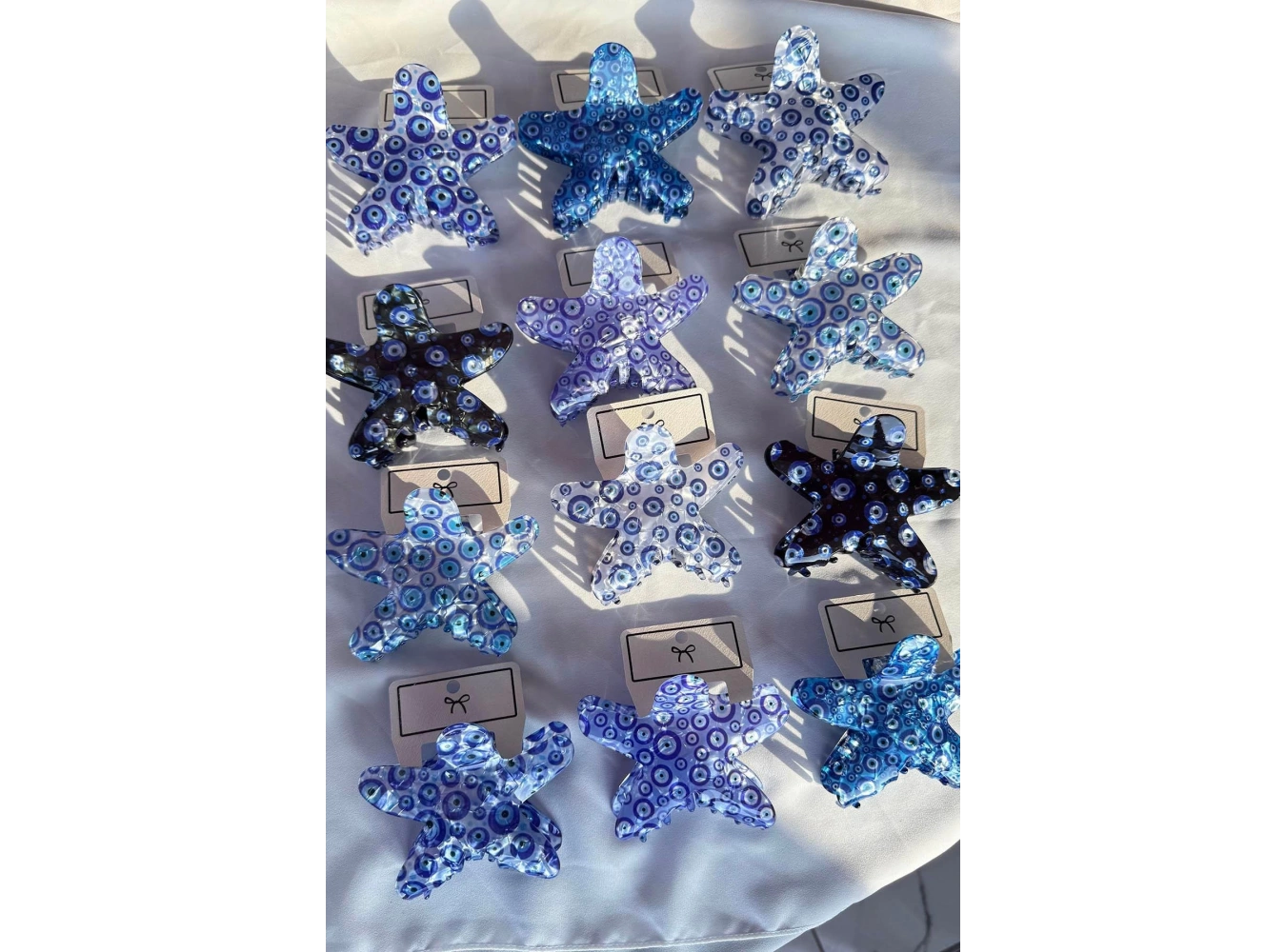 12li Karışık Renk Yıldız Figürlü Nazar Boncuk Detaylı Mandal Toka Set