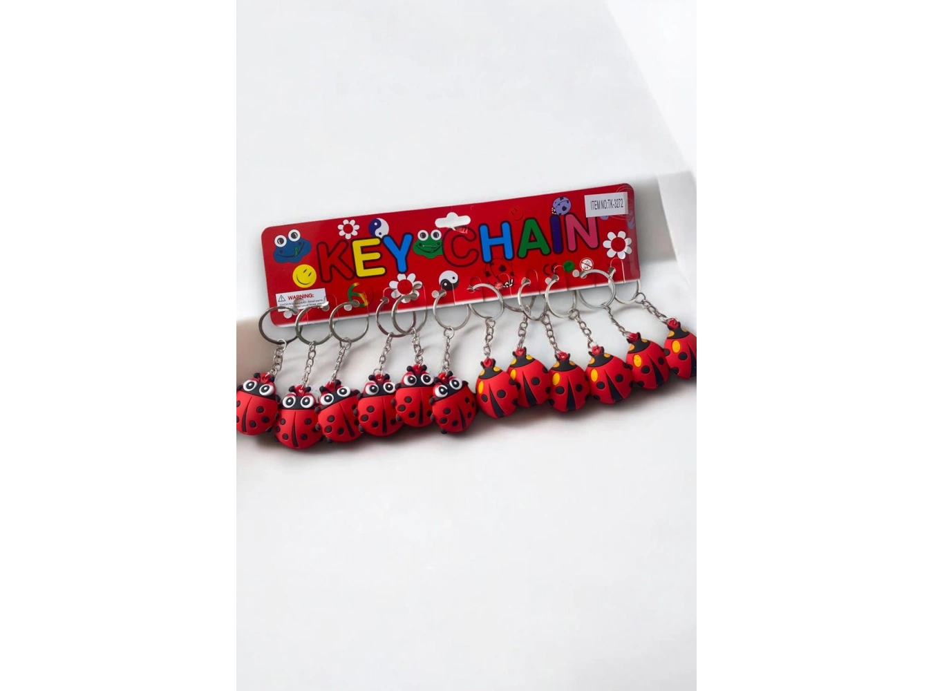 12li Kırmızı Renk Uğur Böceği Figürlü Anahtarlık Set