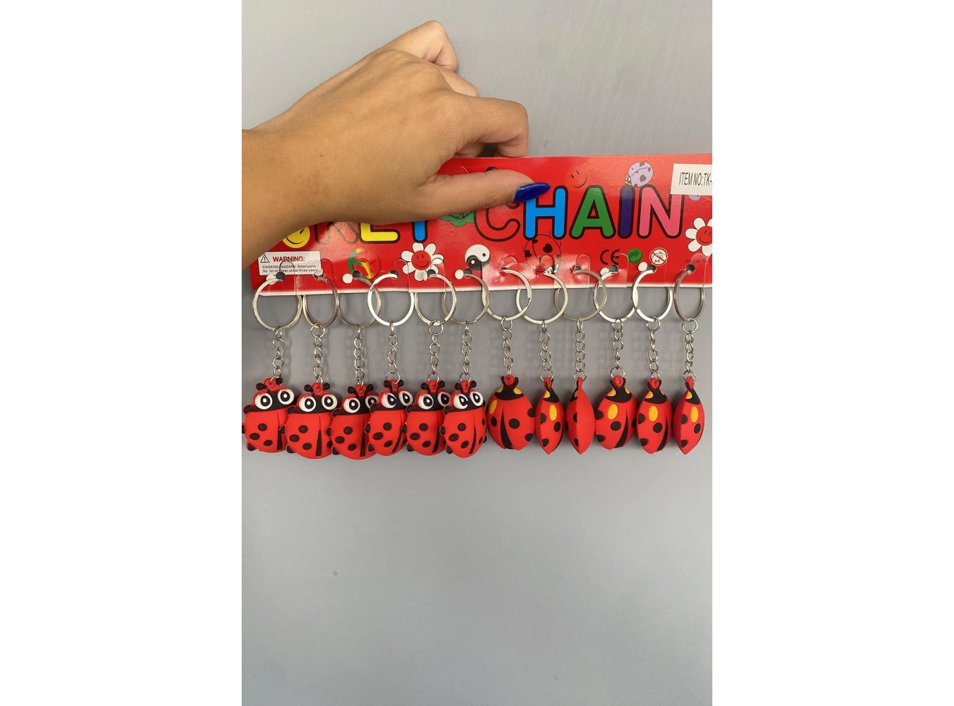 12li Kırmızı Renk Uğur Böceği Figürlü Anahtarlık Set
