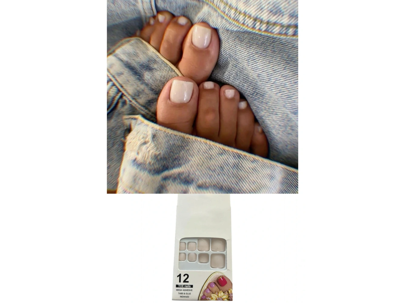 12li Krem Renk Takma Tırnak Set (Yapıştırıcılı)