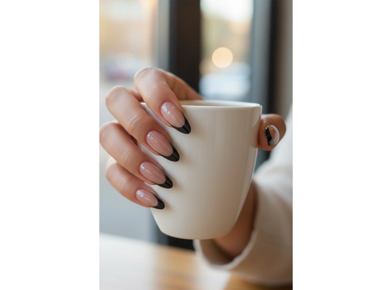 12li Krem Ve Siyah Renk Simli Jel Görünümlü Takma Tırnak (Yapıştırıcılı)