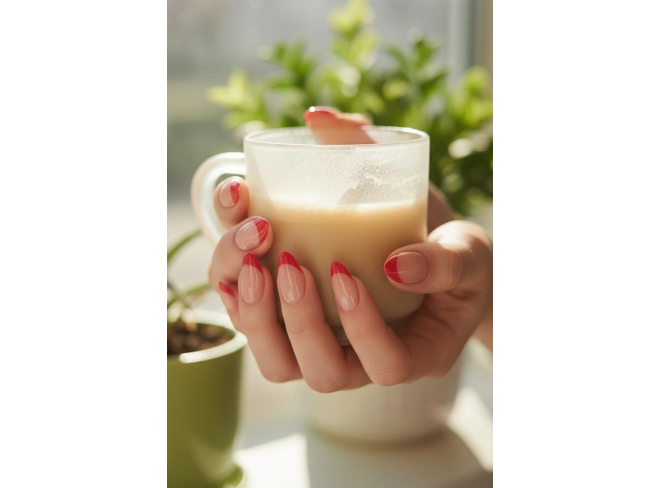 12li Krem Ve Turuncu Renk Jel Görünümlü Takma Tırnak (Yapıştırıcılı)
