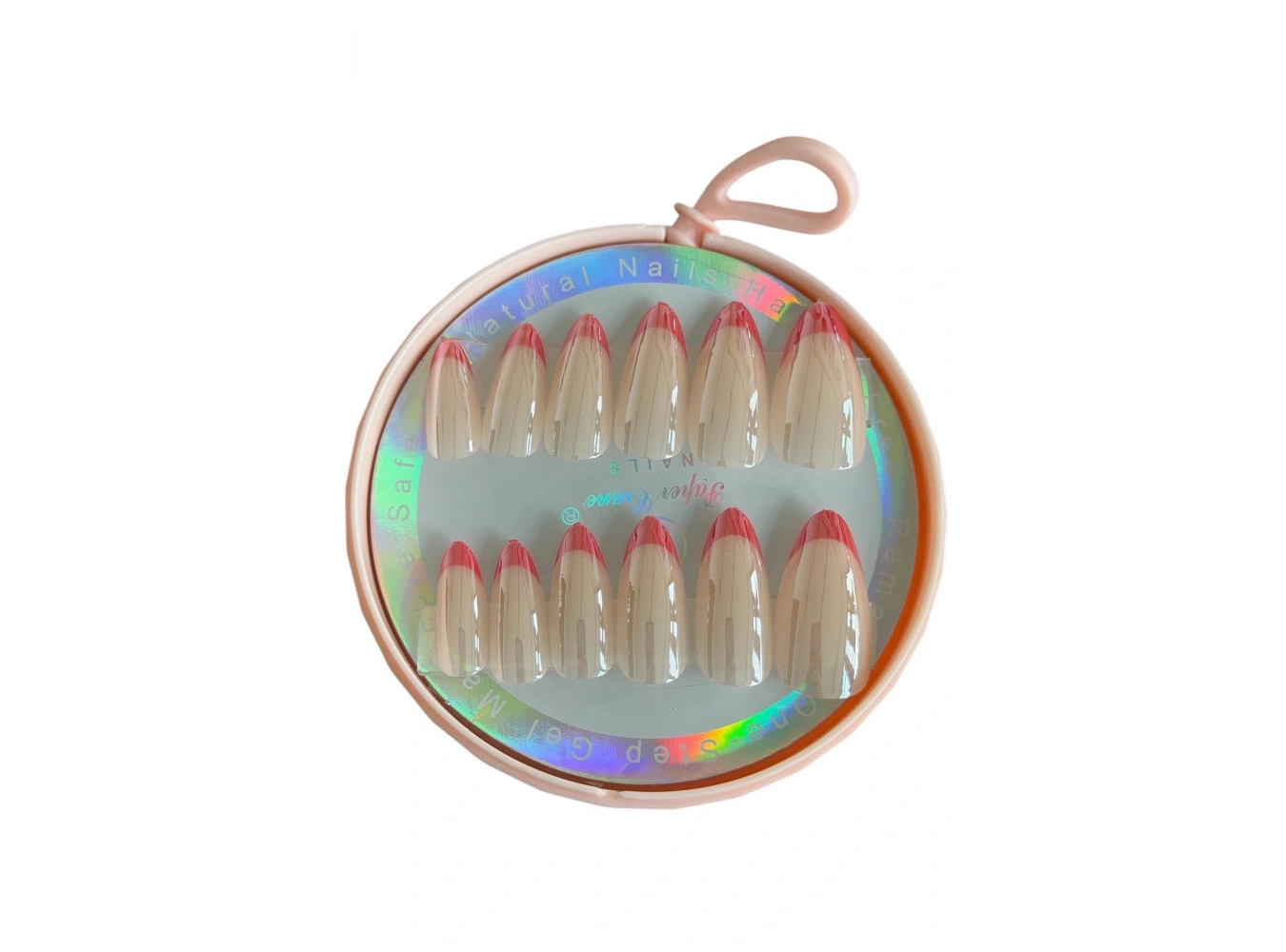 12li Krem Ve Turuncu Renk Jel Görünümlü Takma Tırnak (Yapıştırıcılı)