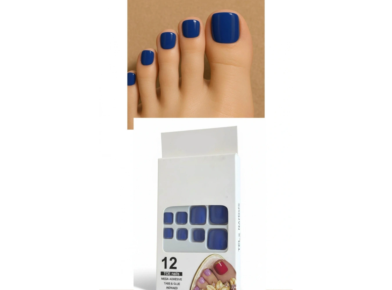 12li Lacivert Renk Takma Tırnak Set (Yapıştırıcılı)