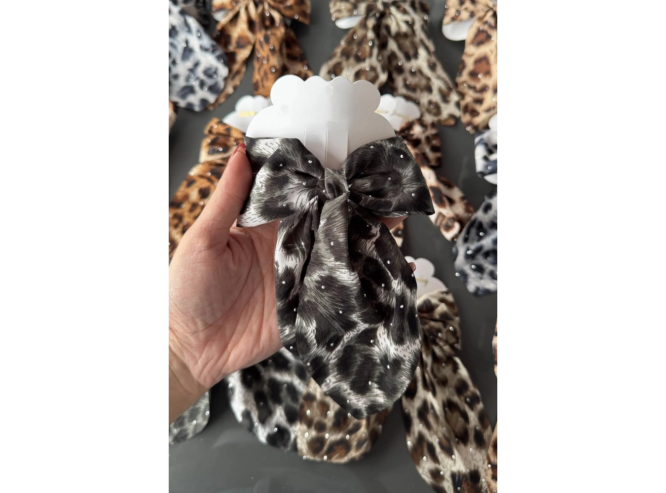 12li Leopar Desenli Kurdele Figürlü Otomat Toka Set