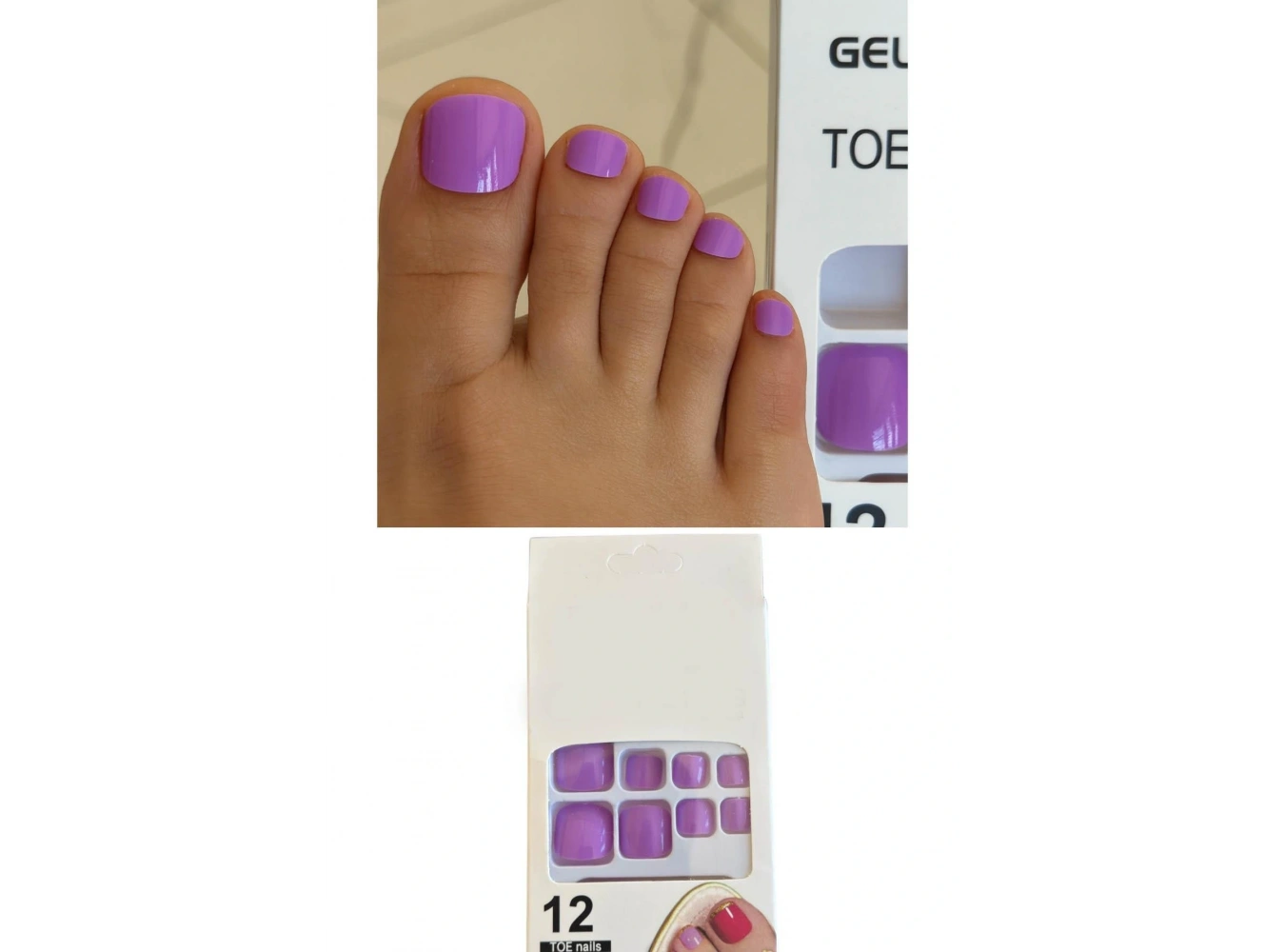 12li Lila Renk Takma Tırnak Set (Yapıştırıcılı)