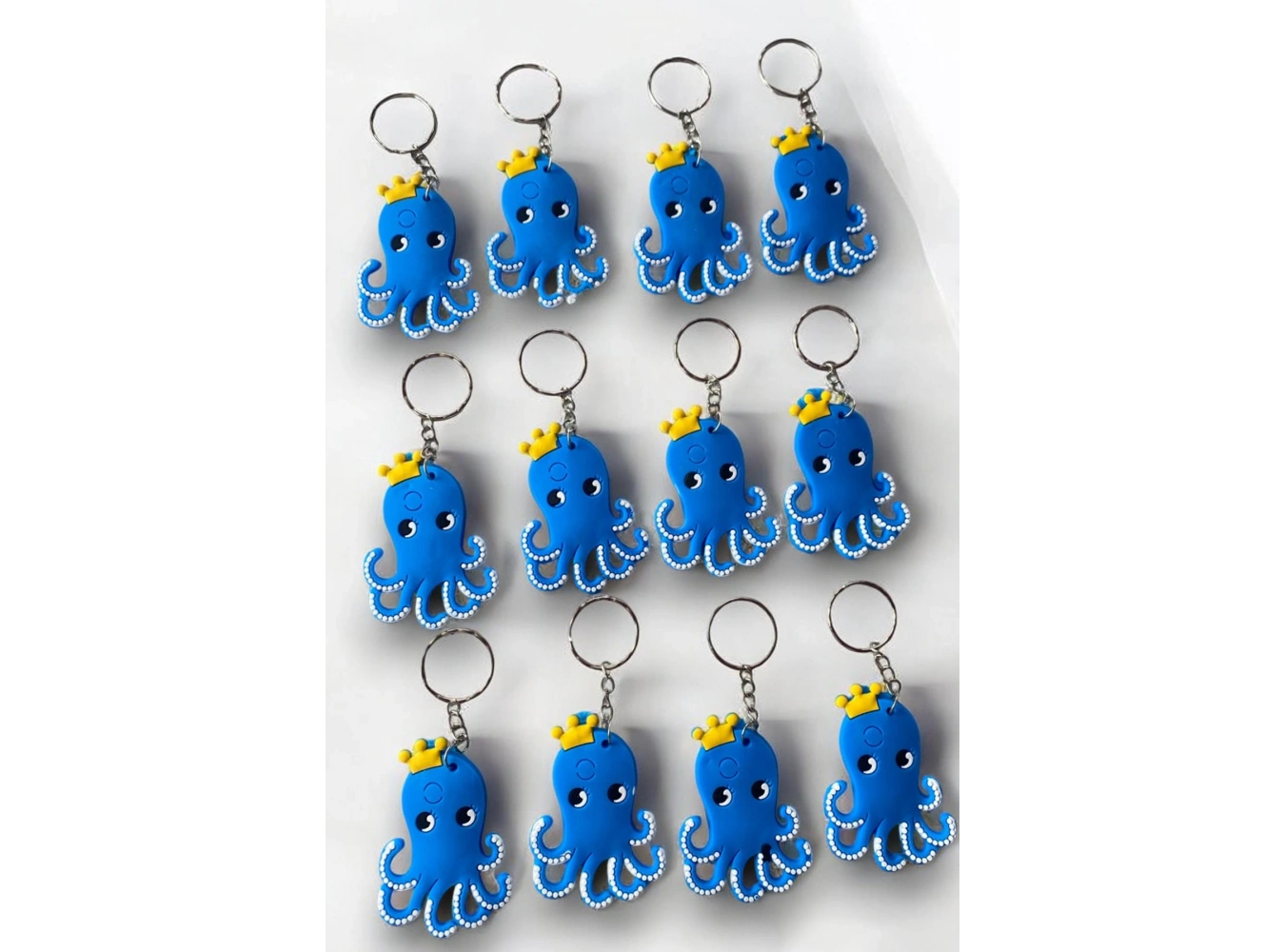 12li Mavi Renk Ahtapot Figürlü Anahtarlık Seti