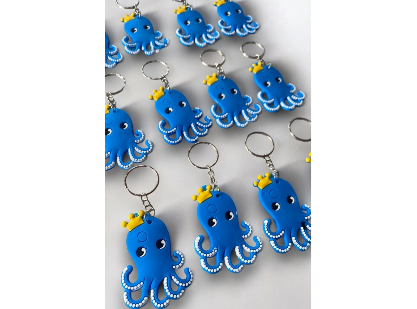 12li Mavi Renk Ahtapot Figürlü Anahtarlık Seti