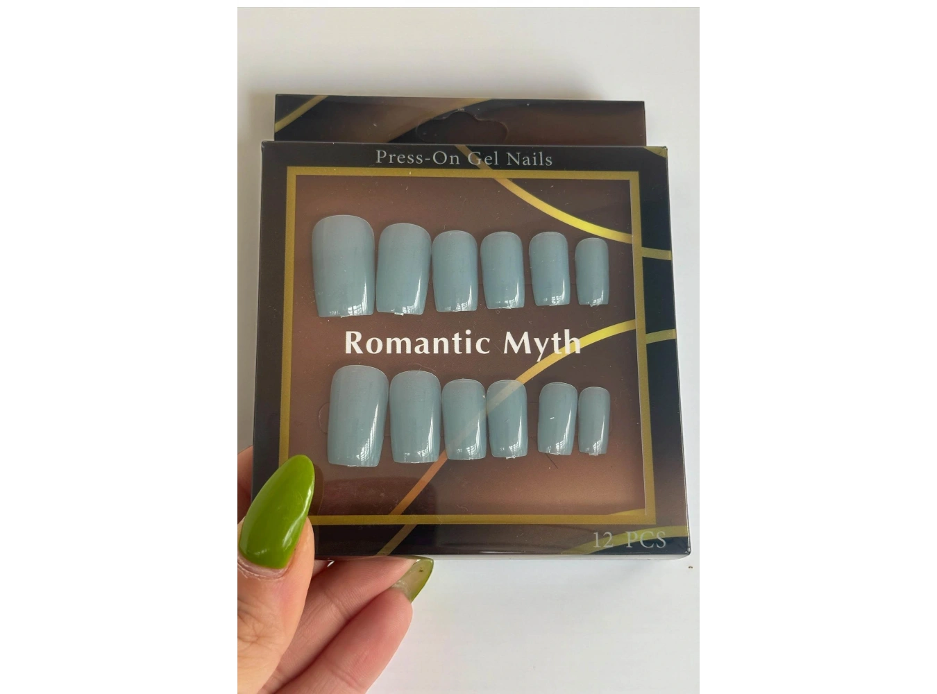 12li Mavi Renk Kedi Gözü Yansımal Takma Tırnak Set (Yapıştırıcılı)