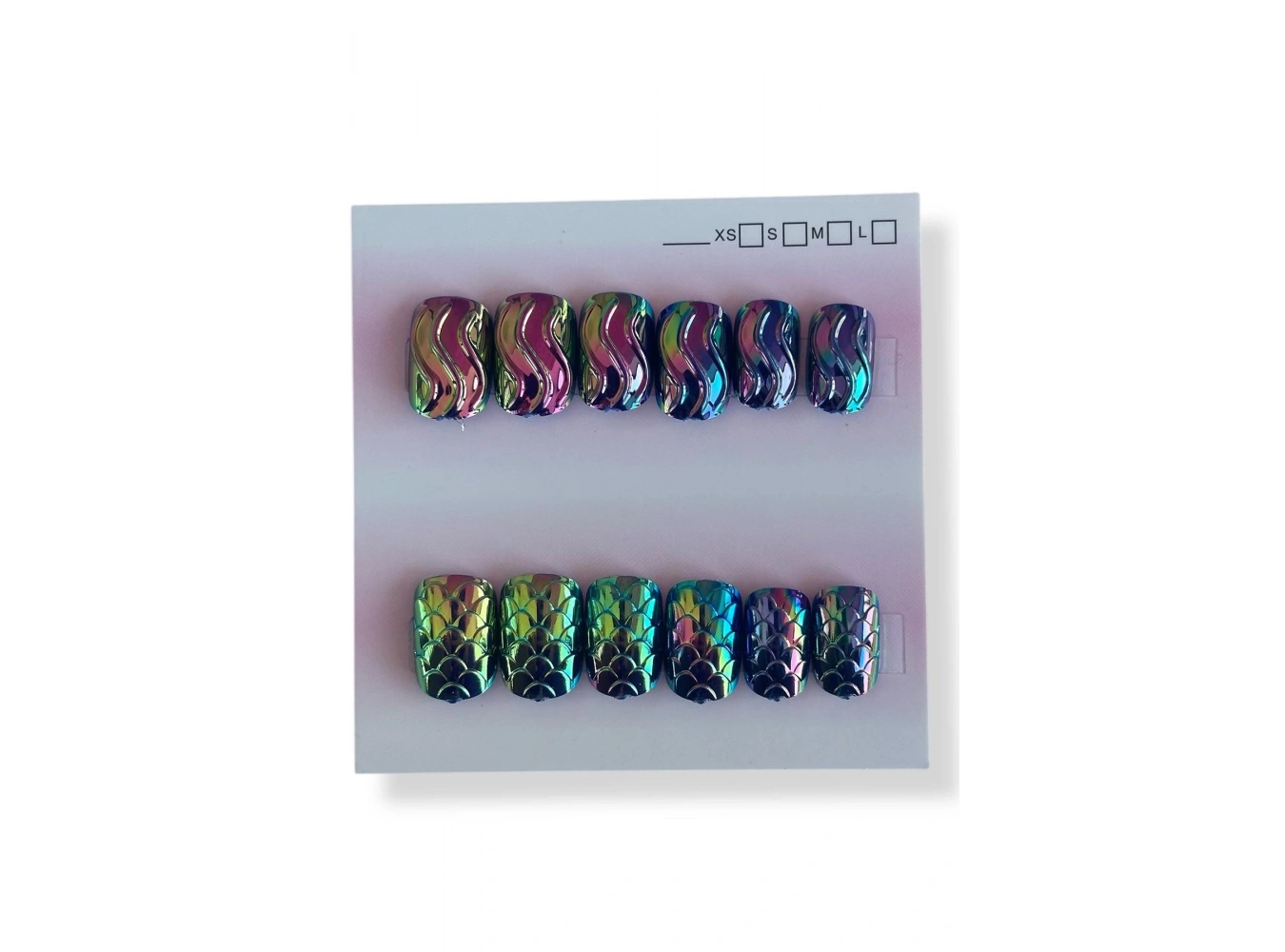 12li Mor Renk Karışık Figürlü Jel Görünümlü Takma Tırnak Set (Yapıştırıcılı)