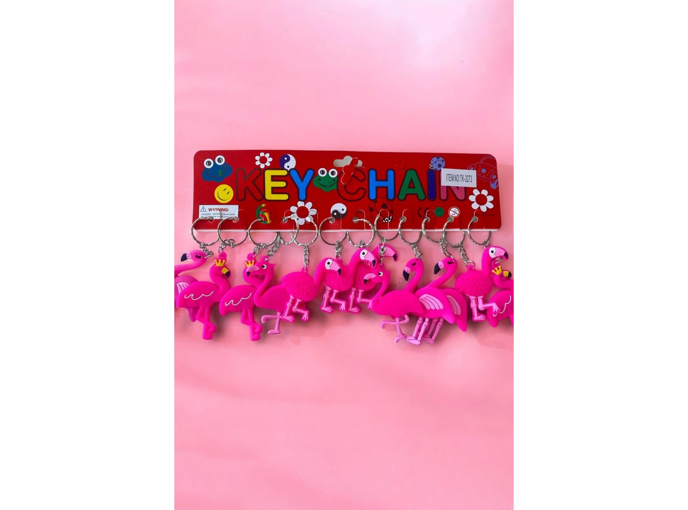 12li Pembe Renk Flamingo Figürlü Anahtarlık Set