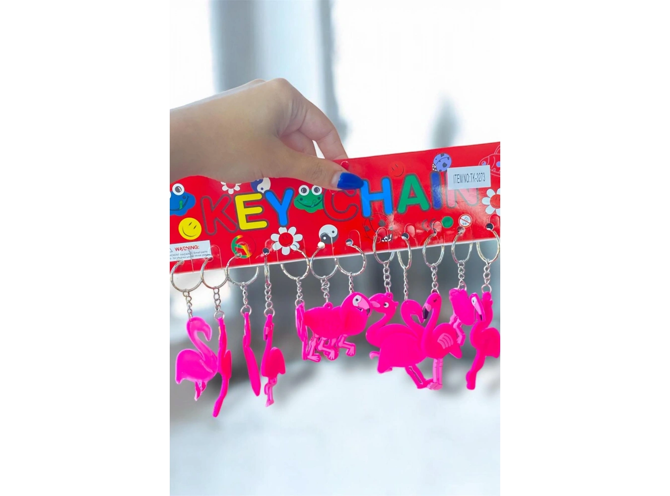 12li Pembe Renk Flamingo Figürlü Anahtarlık Set