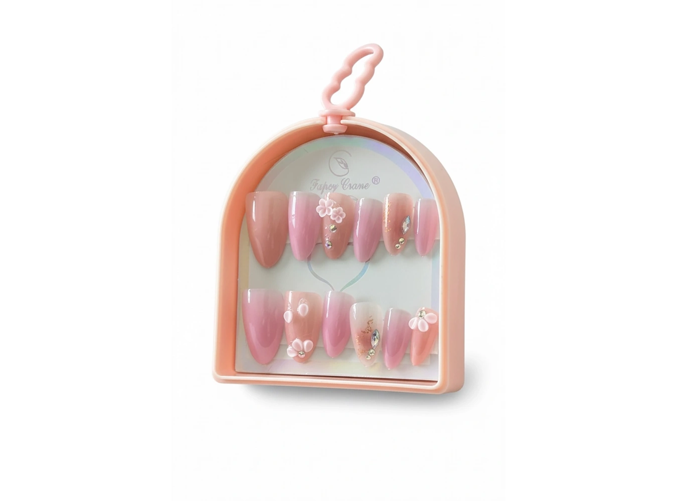 12li Pembe Renk Jel Görünümlü Takma Tırnak (Yapıştırıcılı)