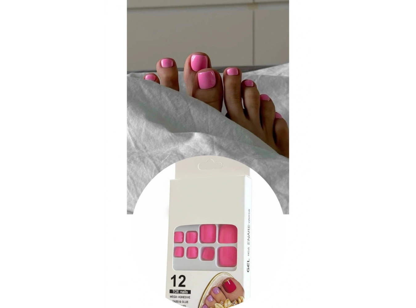 12li Pembe Renk Takma Tırnak Set (Yapıştırıcılı)