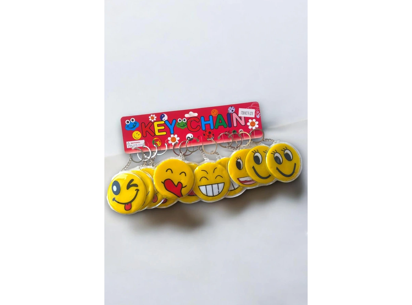 12li Sarı Renk Emoji Figürlü Anahtarlık Set