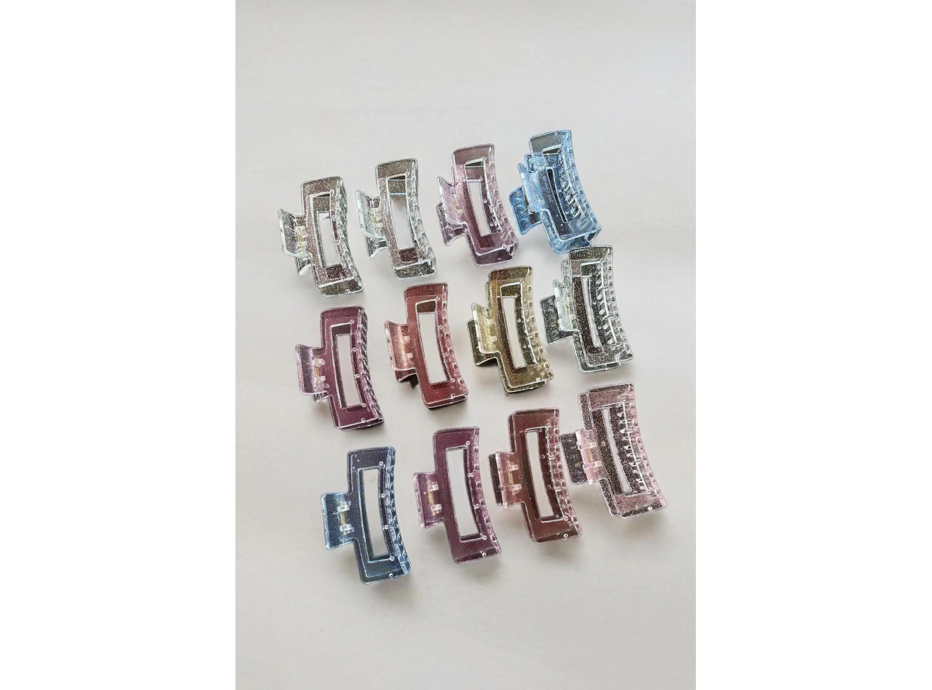 12li Şeffaf Renk Sim Detaylı Mandal Toka Set