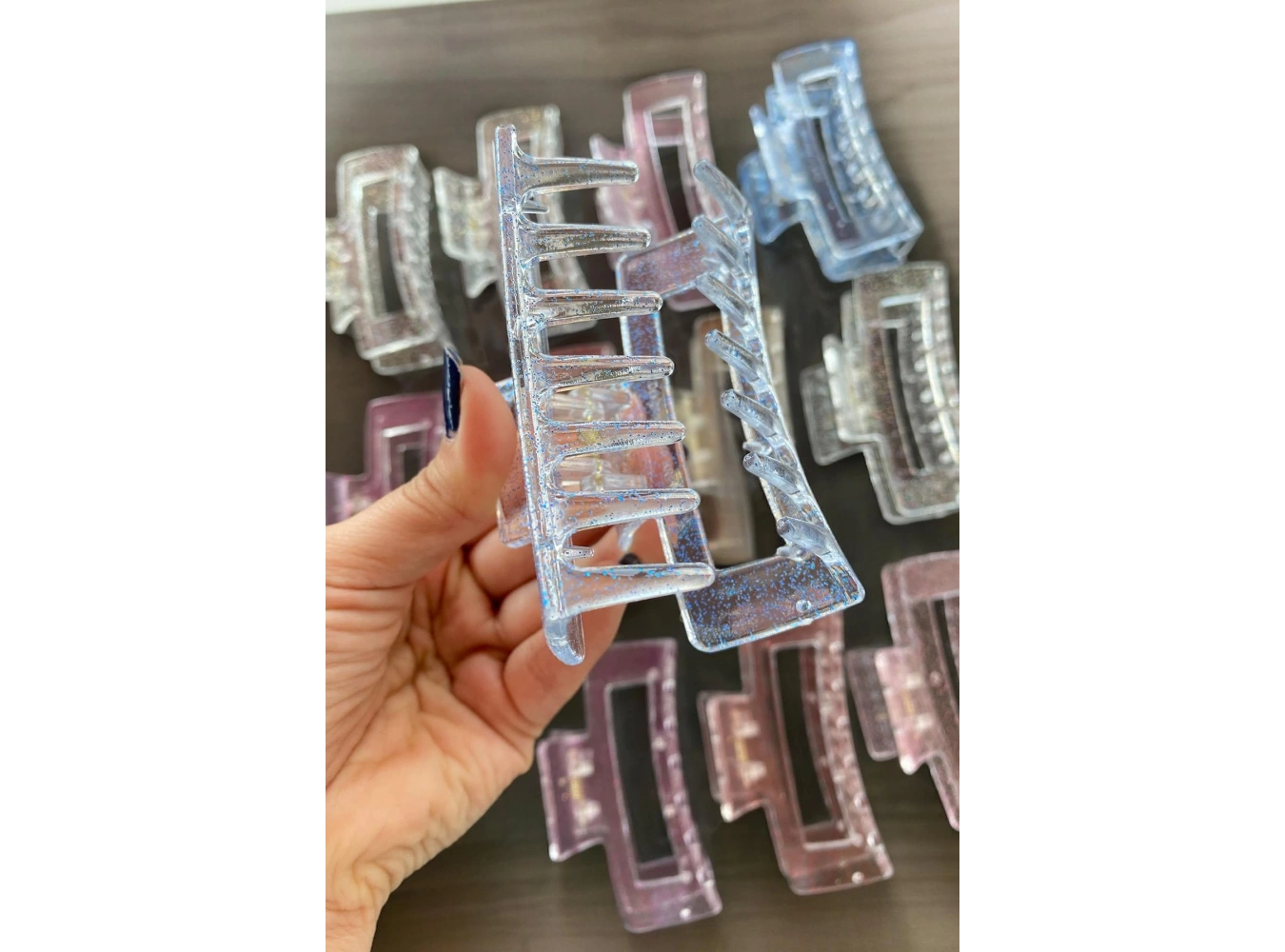 12li Şeffaf Renk Sim Detaylı Mandal Toka Set