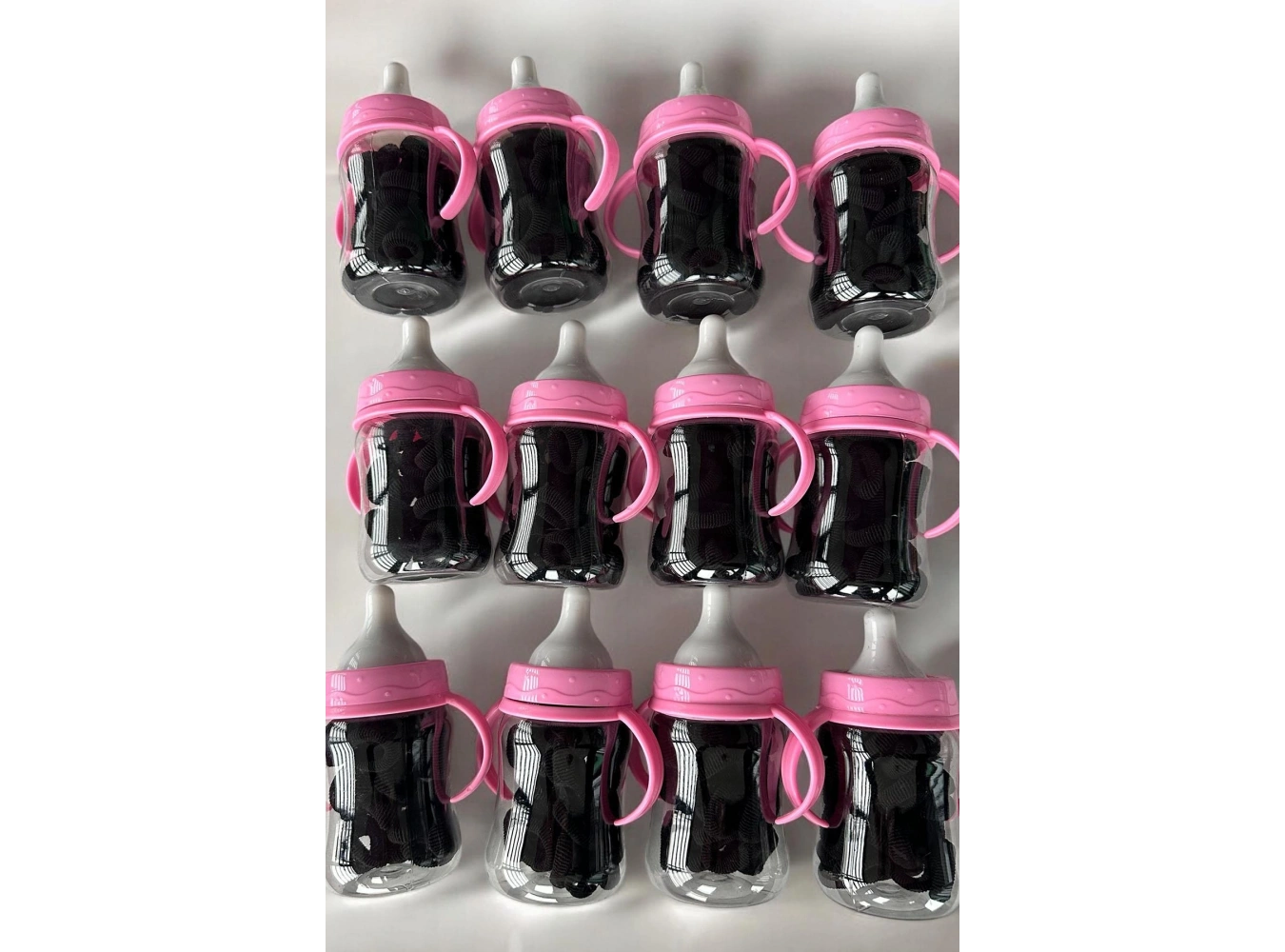 12li Siyah Renk Biberek Figürlü Havlu Toka Set