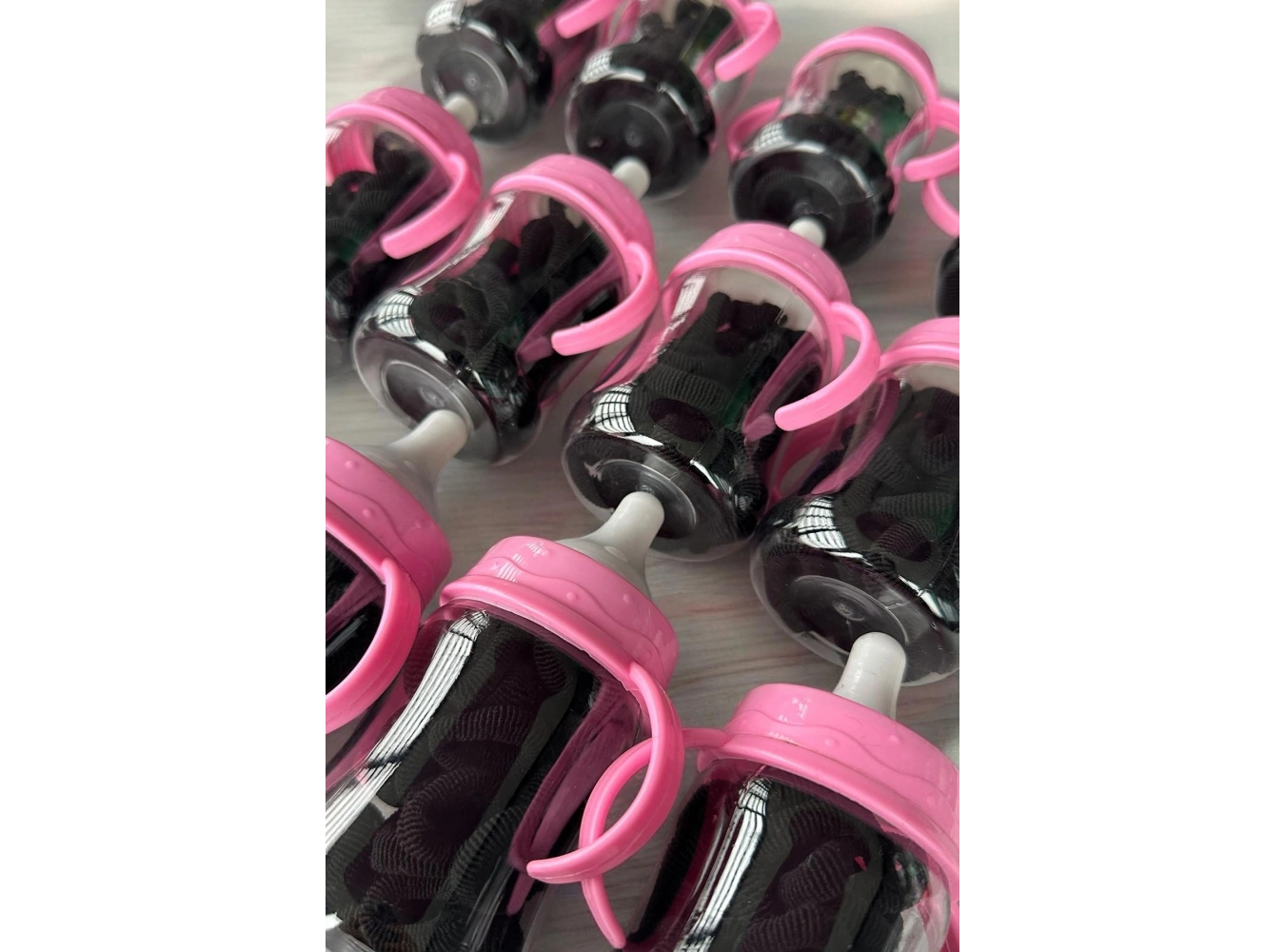 12li Siyah Renk Biberek Figürlü Havlu Toka Set