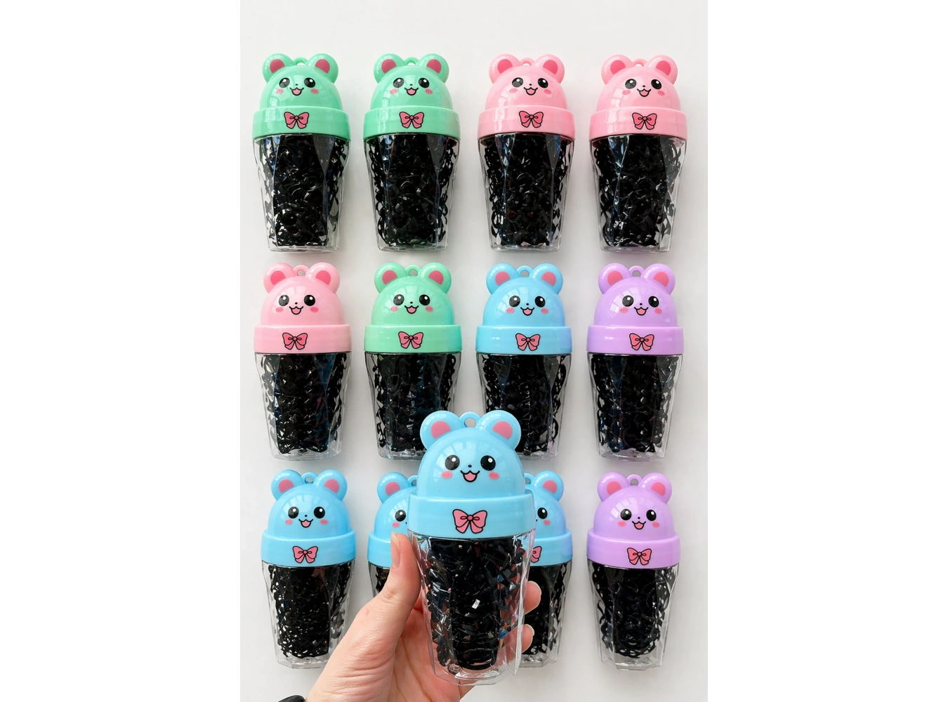 12li Siyah Renk Perma Lastik Toka Set