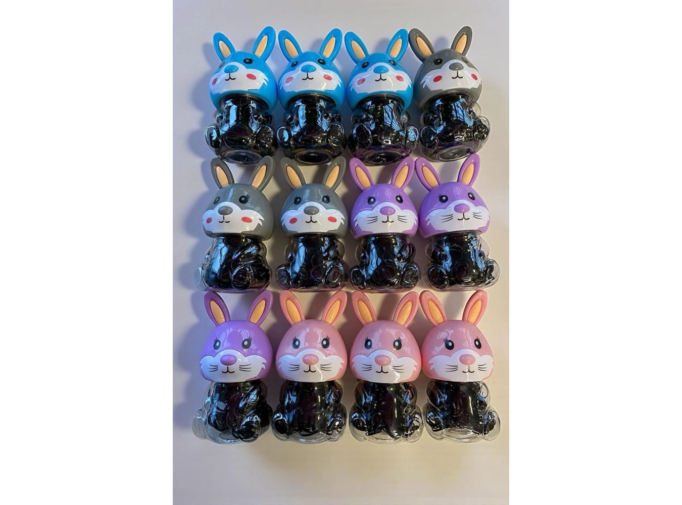 12li Siyah Renk Tavşan Figürlü Lastik Toka Set