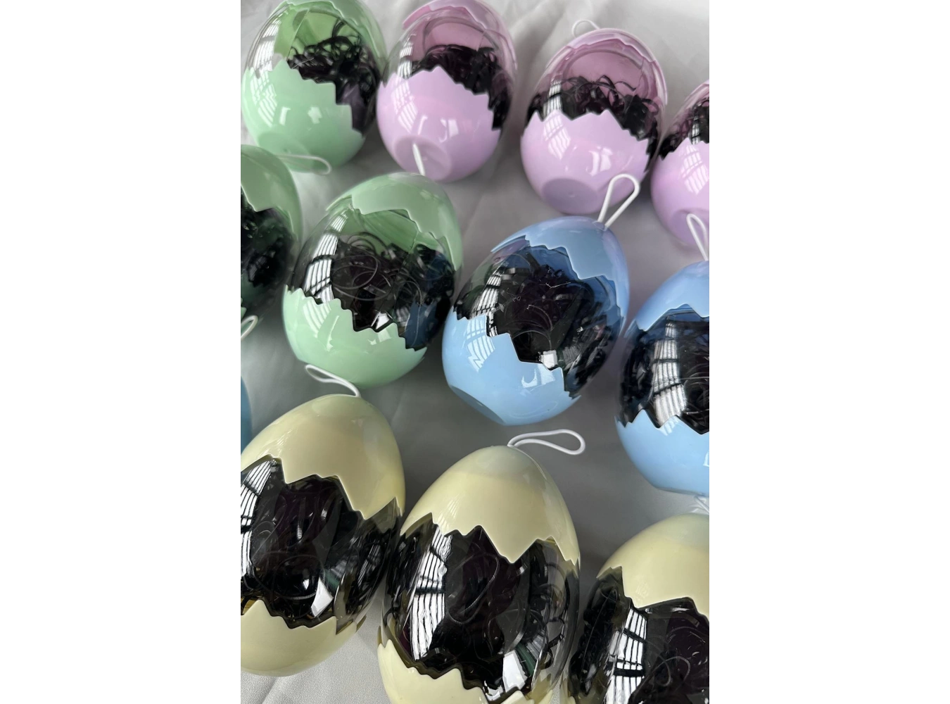 12li Siyah Renk Yumurta Figürlü Perma Lastik Toka Set