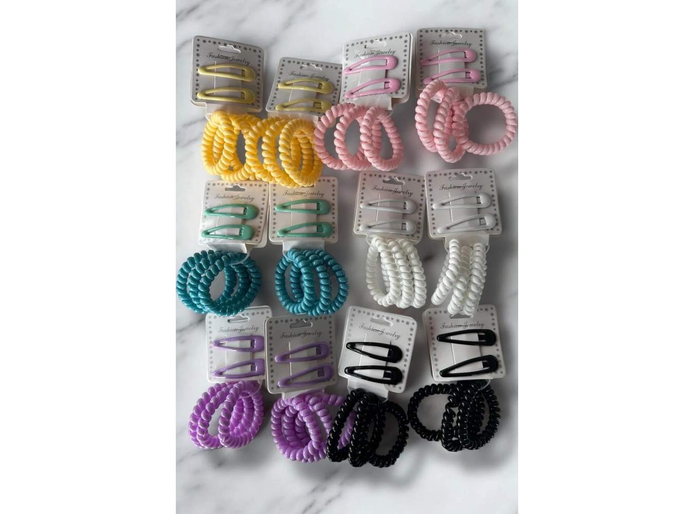 12lu Karışık Renk Yan Toka Ve Helezon Toka Set