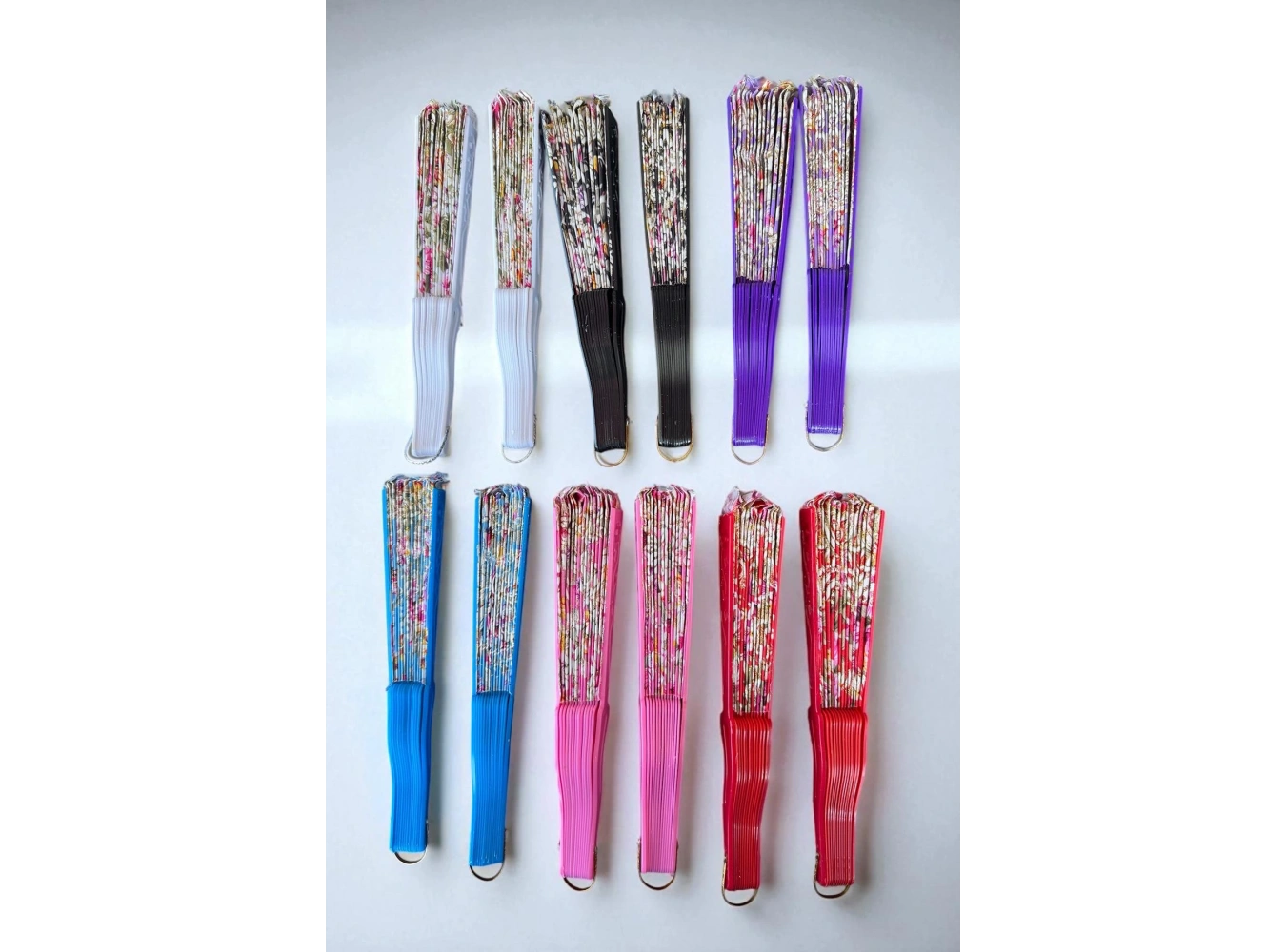 12´li Karışık Renk Çiçek Figürlü Yelpaze