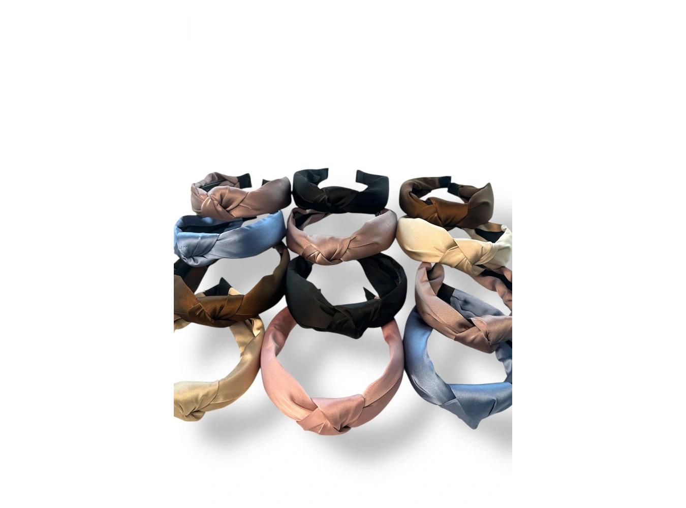 12´li Karışık Renk Düğüm Detaylı Saten Taç Set