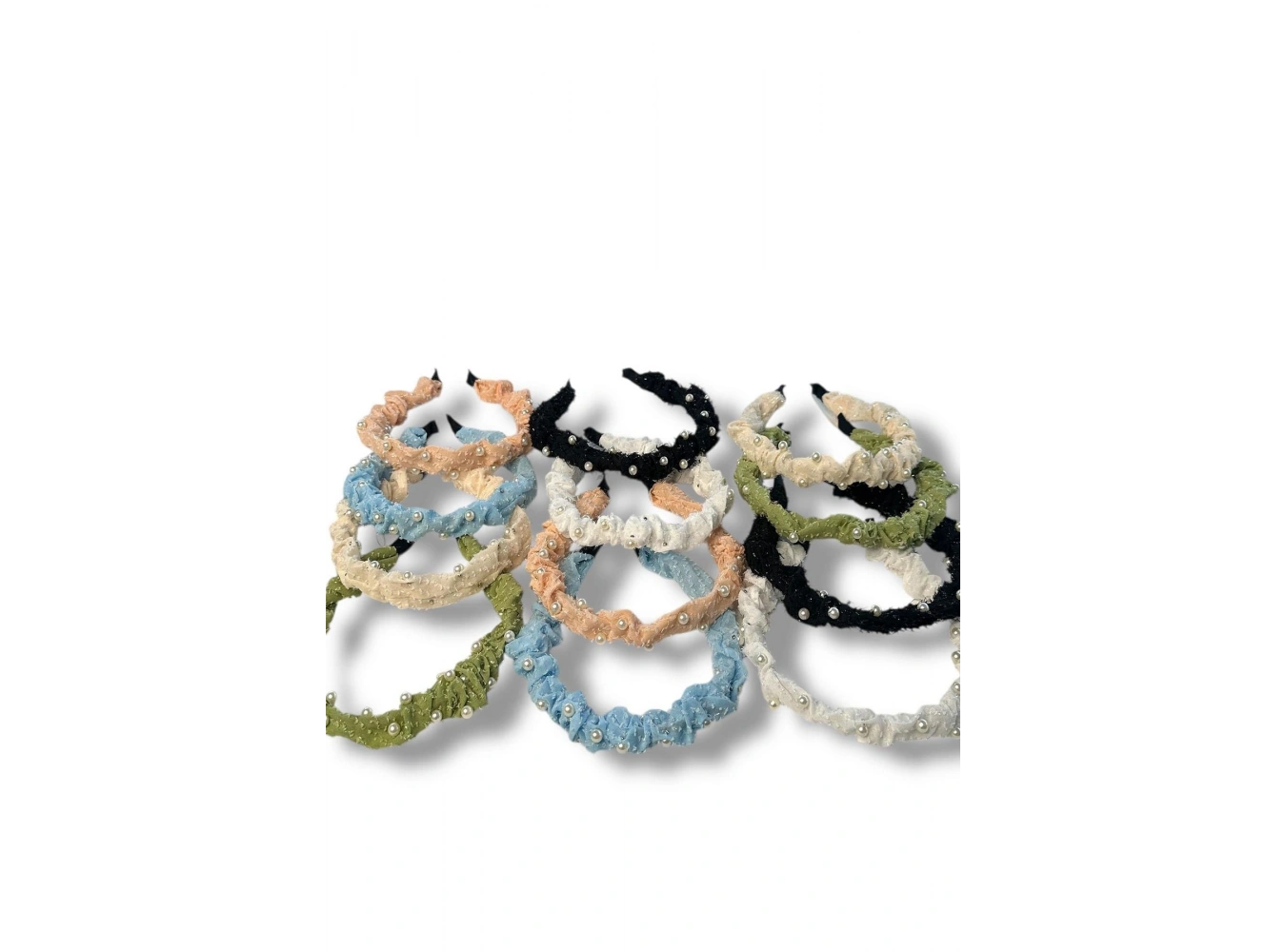 12´li Karışık Renk İnci Detaylı Taç Set