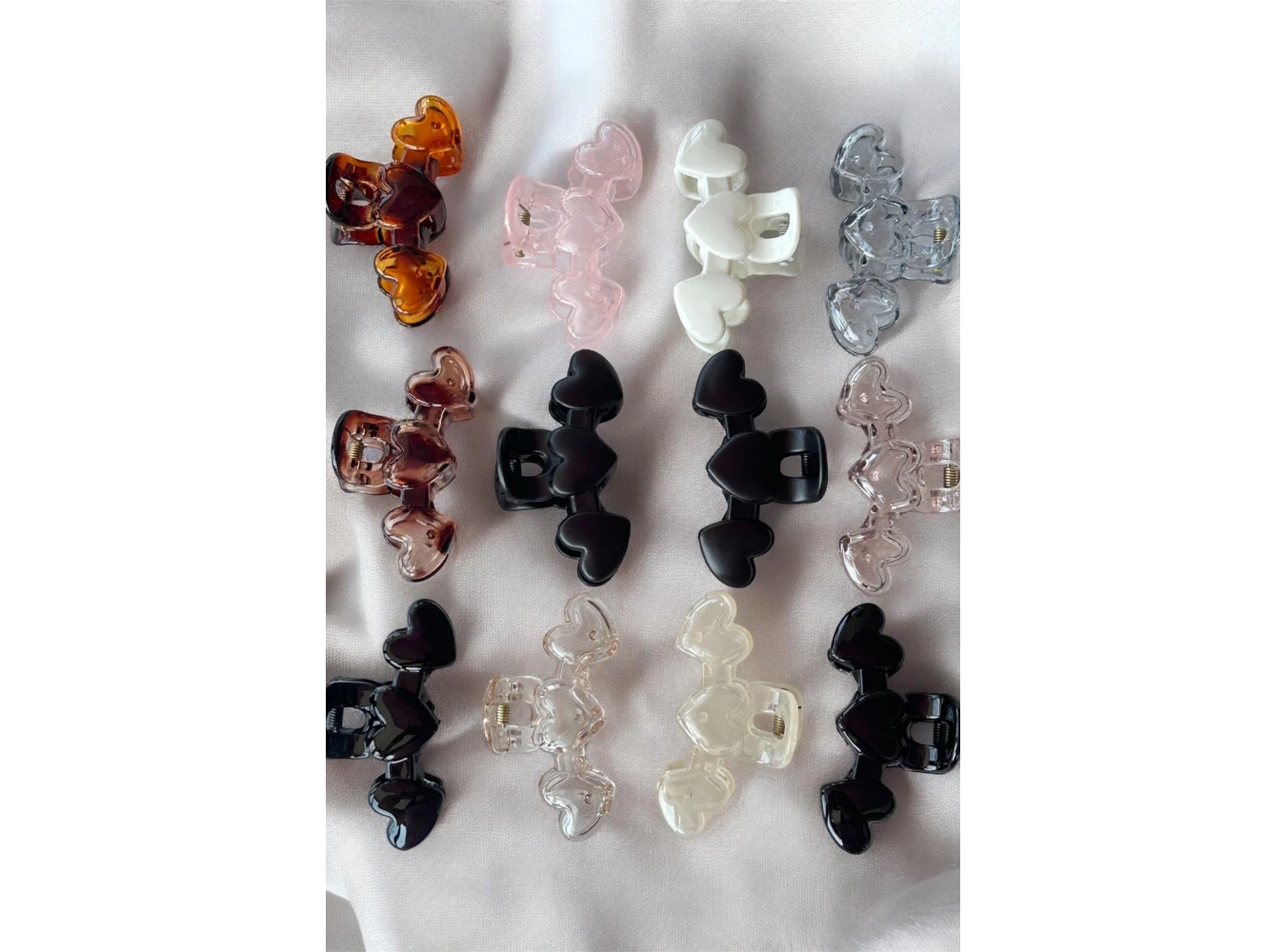 12´li Karışık Renk Kalp Figürlü Mandal Toka Set