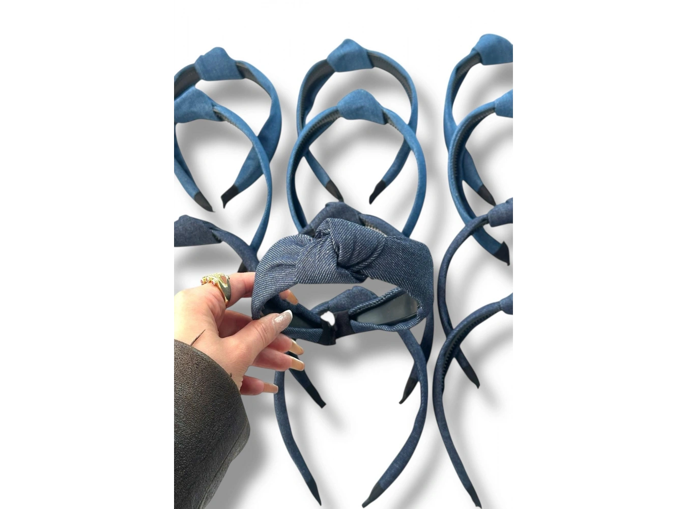 12´li Karışık Renk Kot Detaylı Taç Set