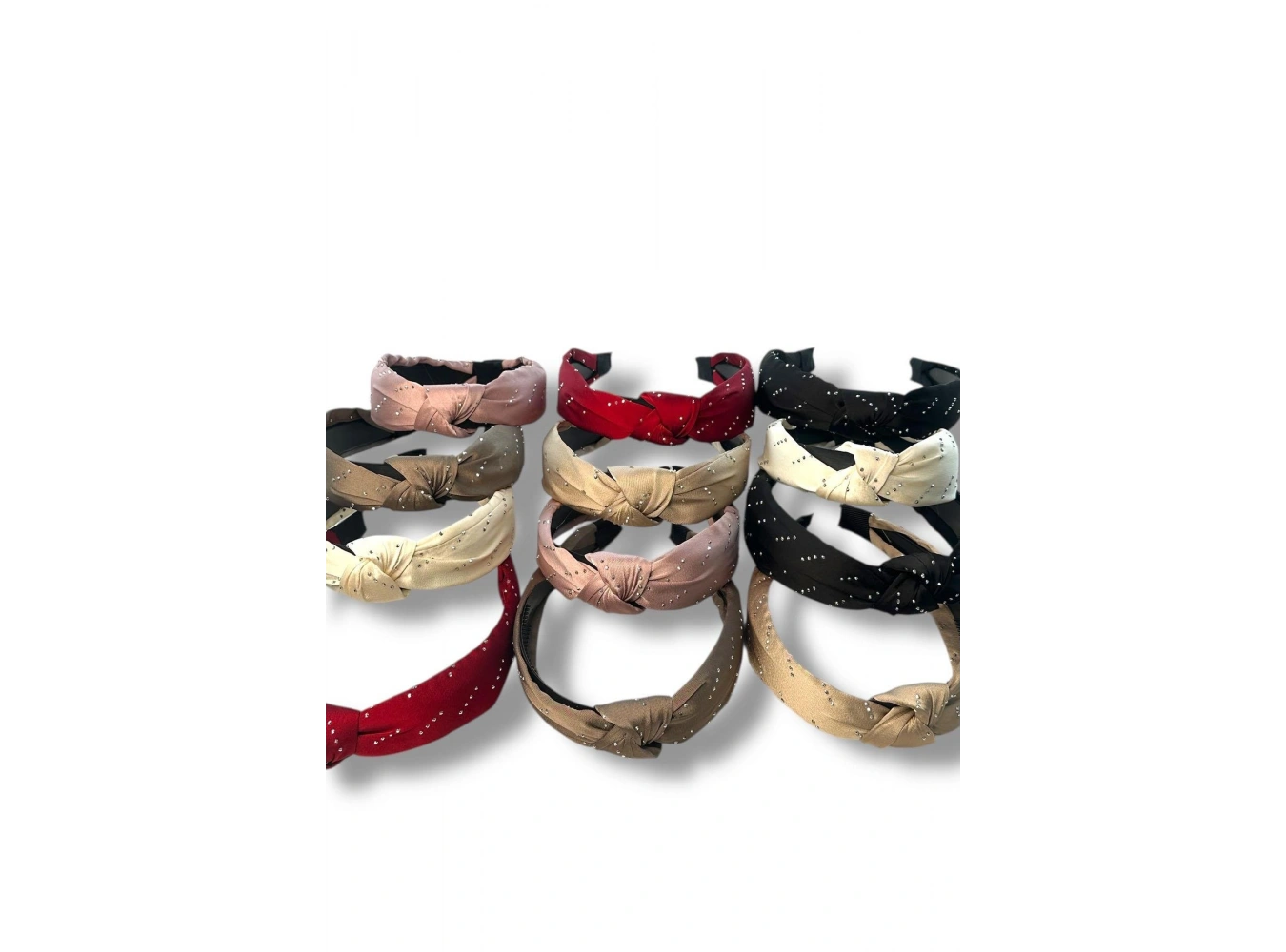 12´li Karışık Renk Taşlı Düğüm Detyalı  Taç Set