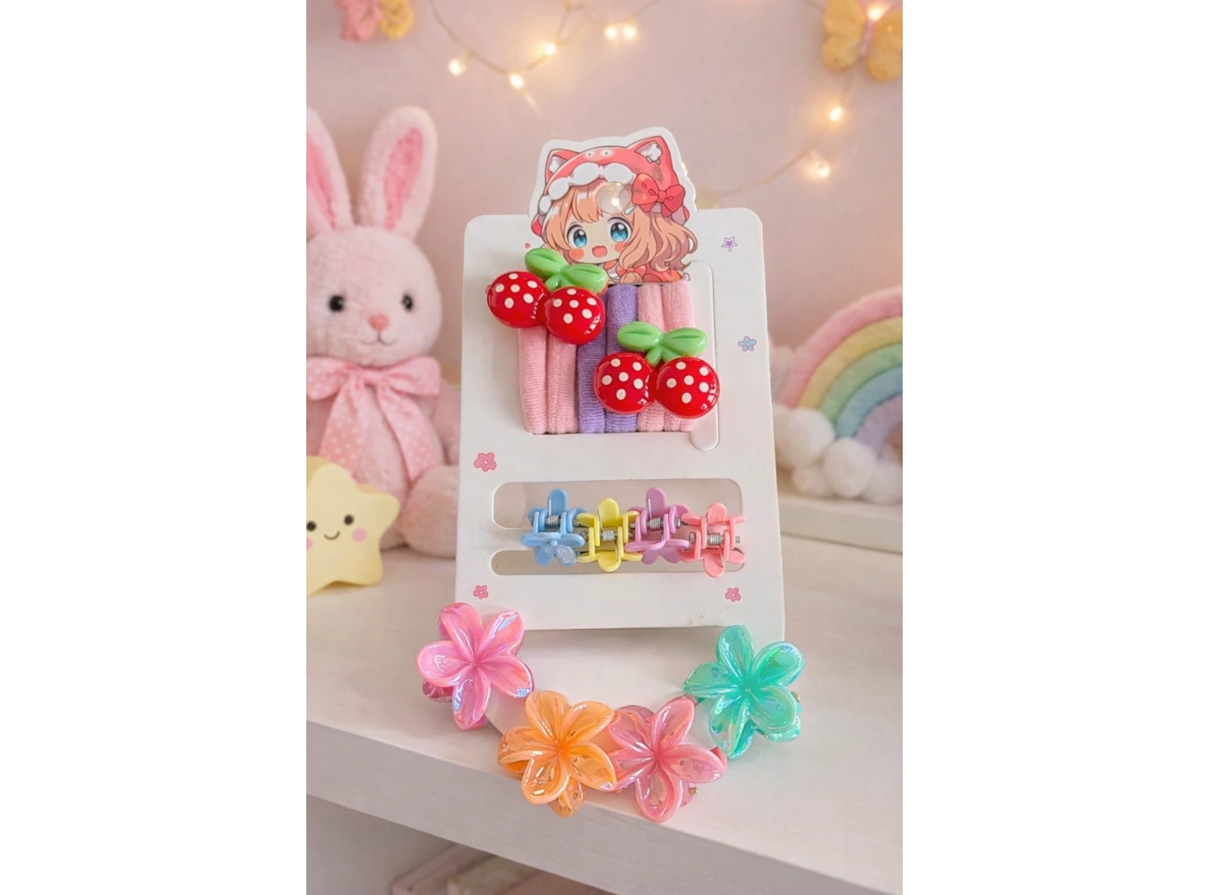 14lü Çiçek Ve Kiraz Figürlü Çocuk Toka Set