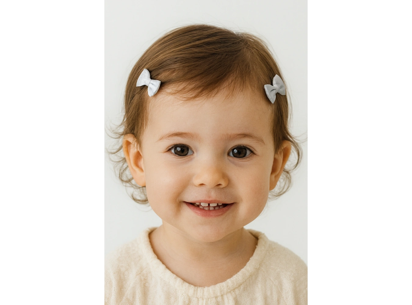 2li Beyaz Renk Kurdele Figürlü Saçsız Bebek Tokası