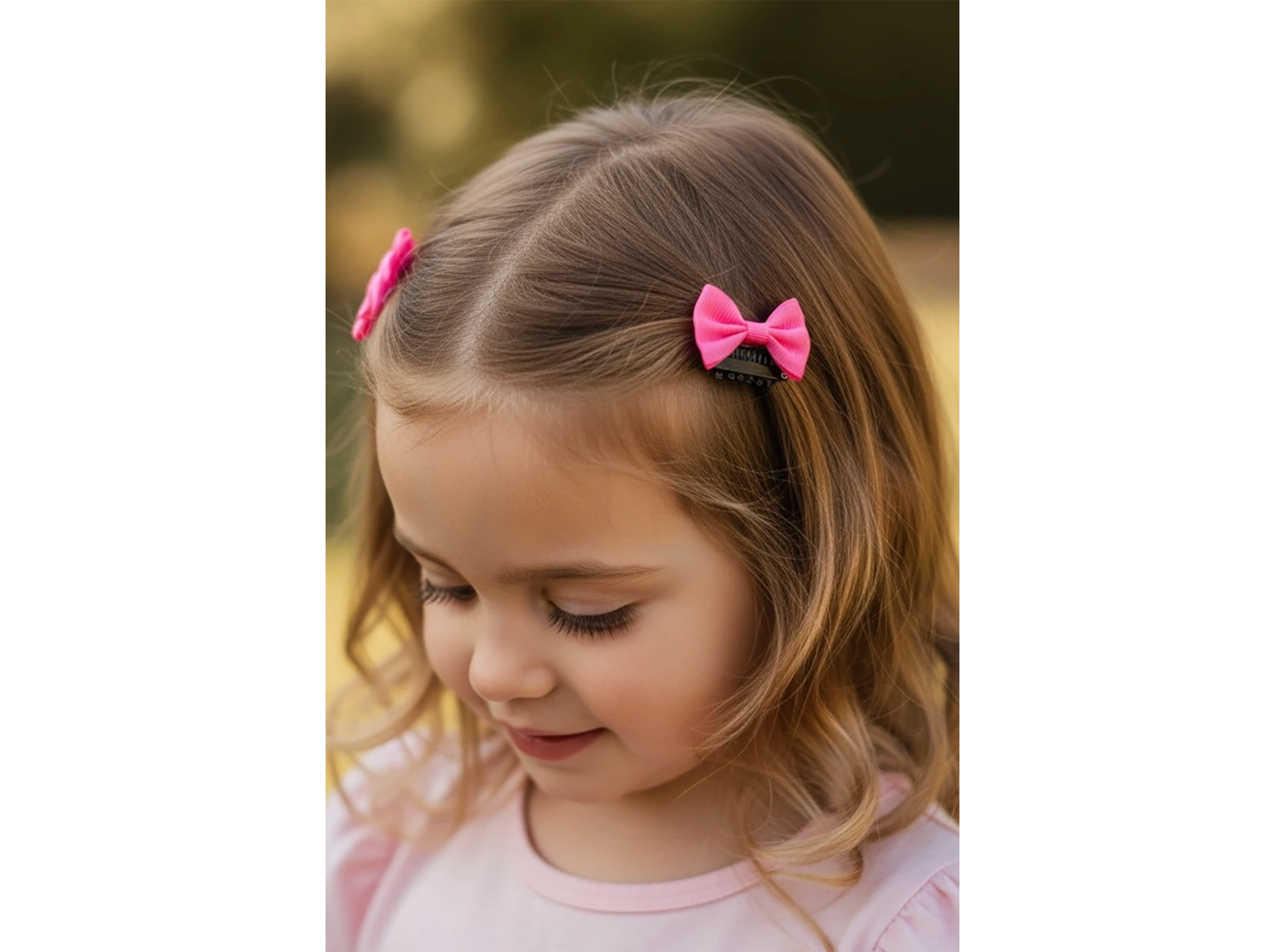 2li Fuşya Renk Kurdele Figürlü Saçsız Bebek Tokası