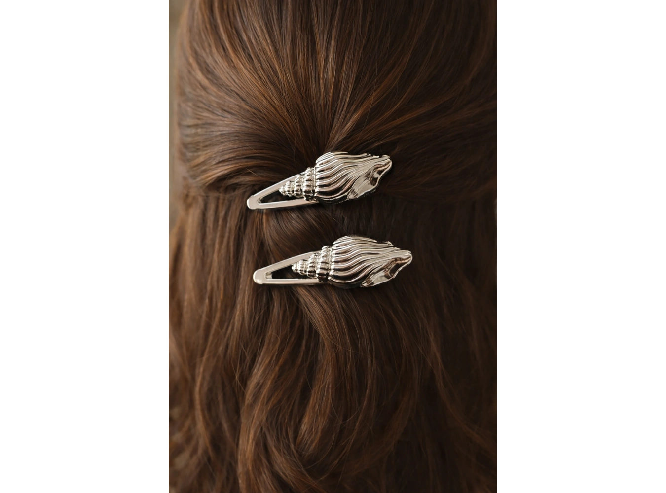 2li Gümüş Renk Deniz Kabuğu Figürlü Yan Toka