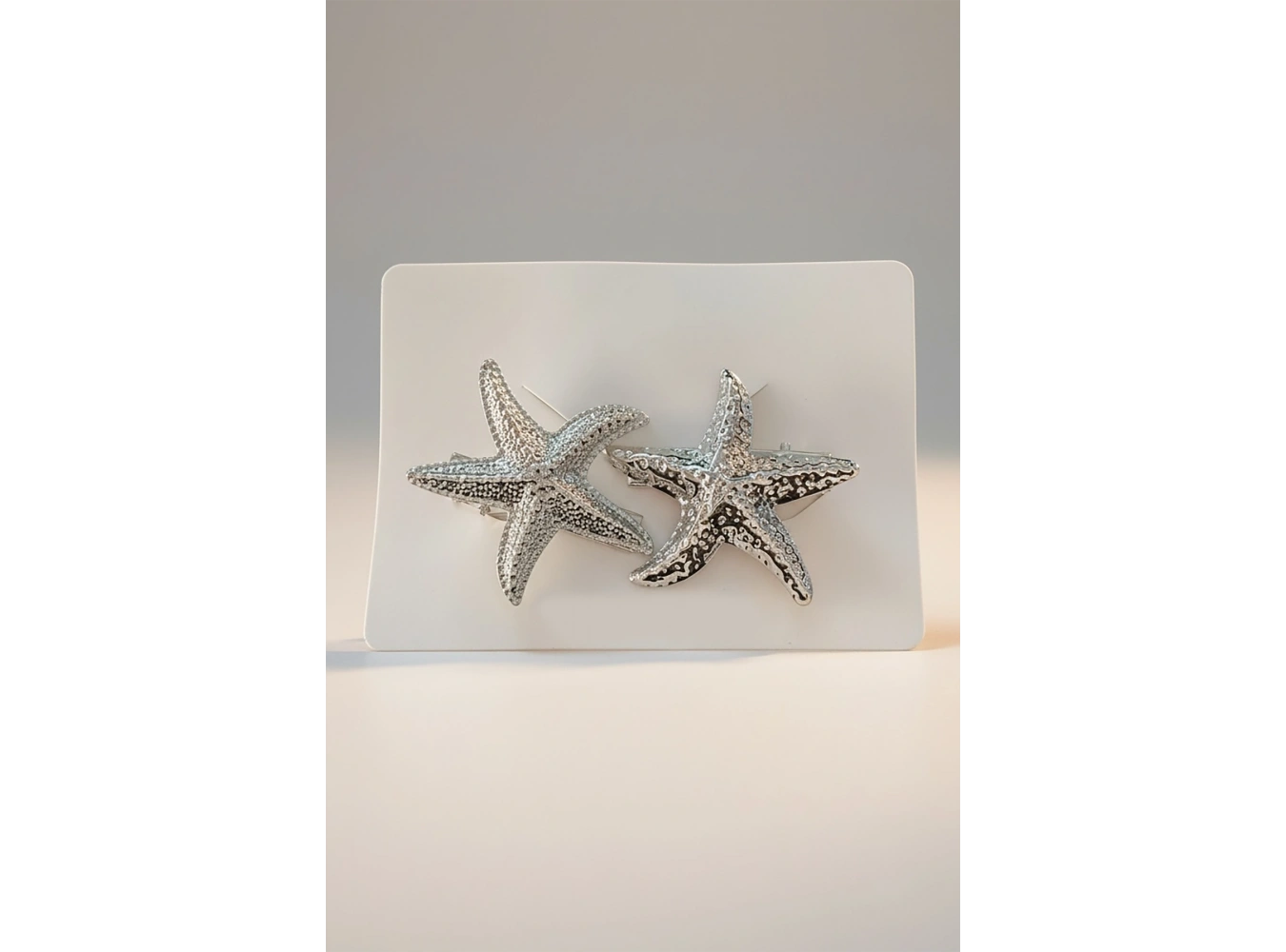2li Gümüş Renk Deniz Yıldızı Figürlü Metal Pens Toka