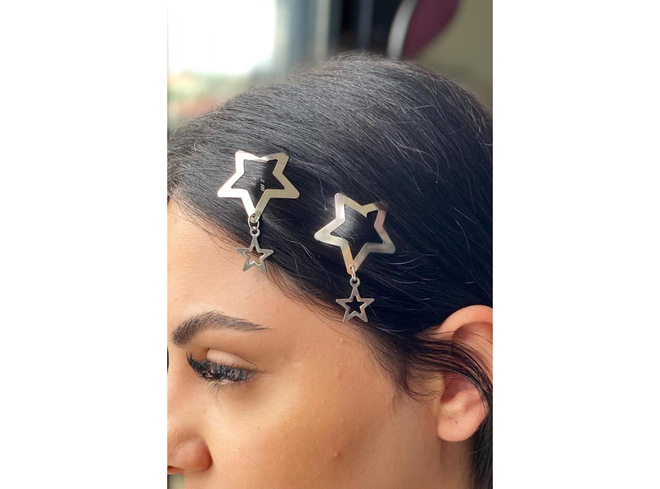 2li Gümüş Renk Yıldız Figürlü Yan Toka Set