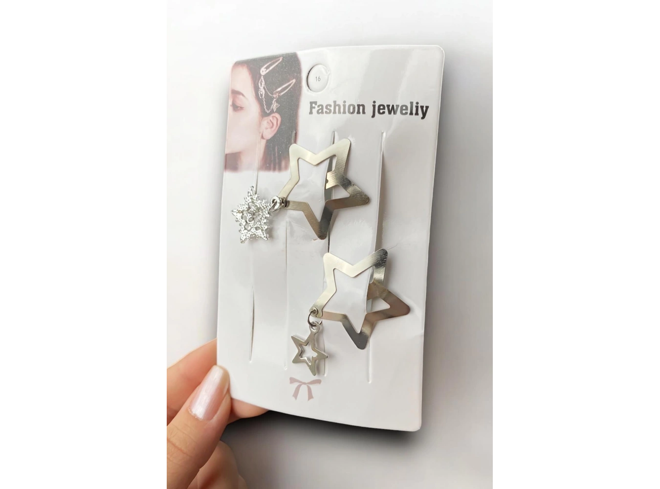 2li Gümüş Renk Yıldız Figürlü Yan Toka Set