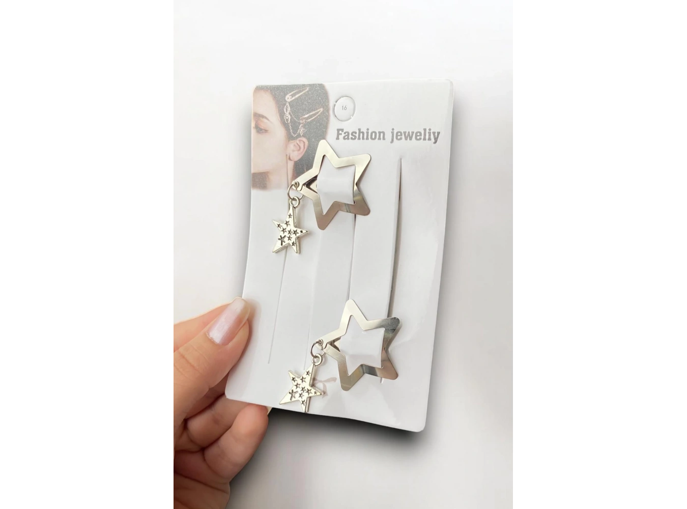 2li Gümüş Renk Yıldız Figürlü Yan Toka Set